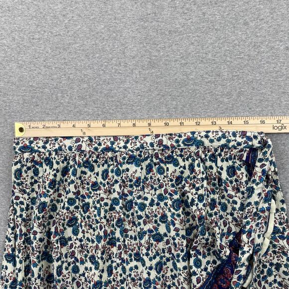 BILA Wrap Mini Skirt Large Blue Paisley Floral Western Cowgirl Lightweight Boho - Picture 4 of 15
